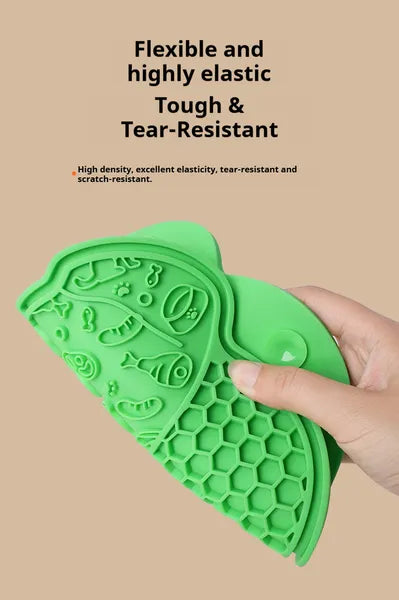 Flexible textured green dog lick mat